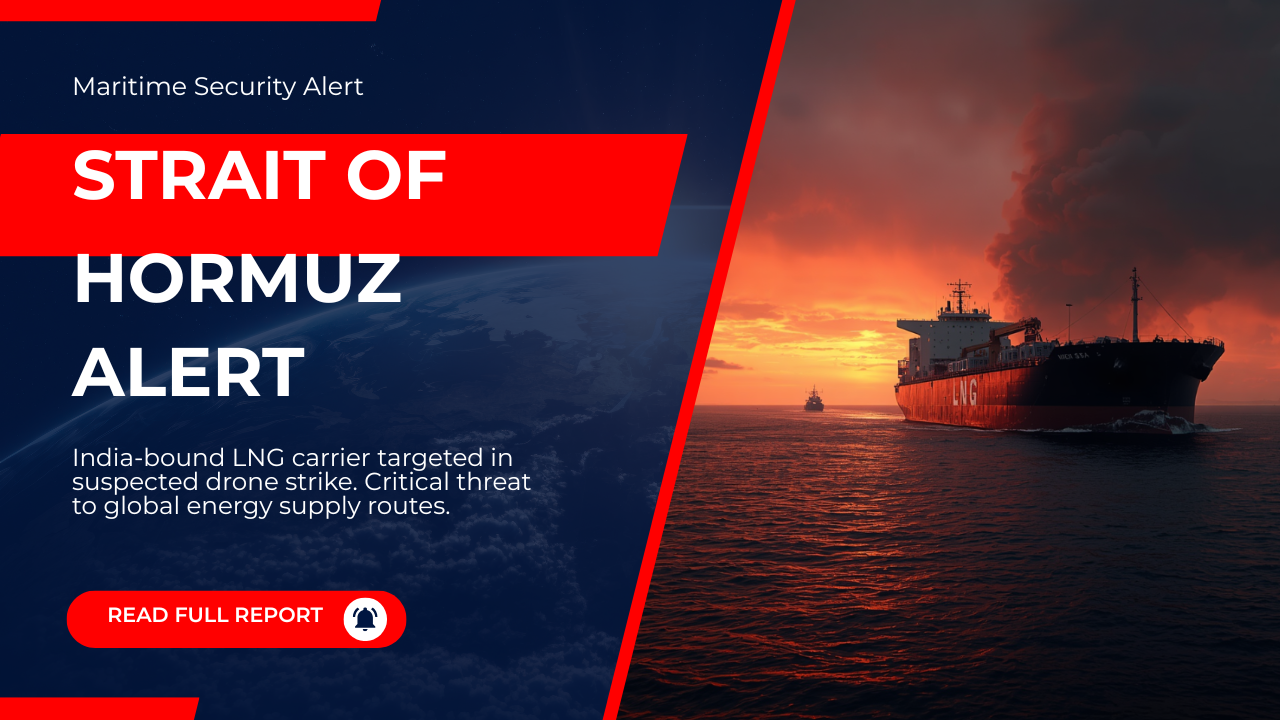 You are currently viewing Strait of Hormuz Alert: India-Bound LNG Carrier Targetaed in Suspected Droane Strike
